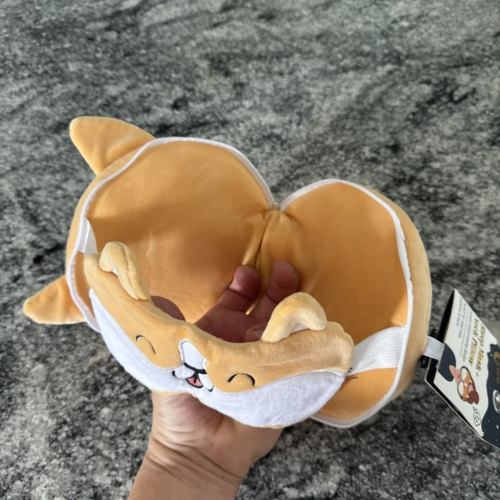 Round Soft Corgi Travel Sleep Mask and Neck Pillow New with Tags